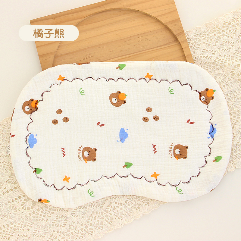 Picture of Sweat-Absorbent and Non-Stuffy Cartoon Kidsren's Pillow, Soft and Breathable Eight-Layer Gauze Baby Pillow, Cloud Pillow, Newborn Category a