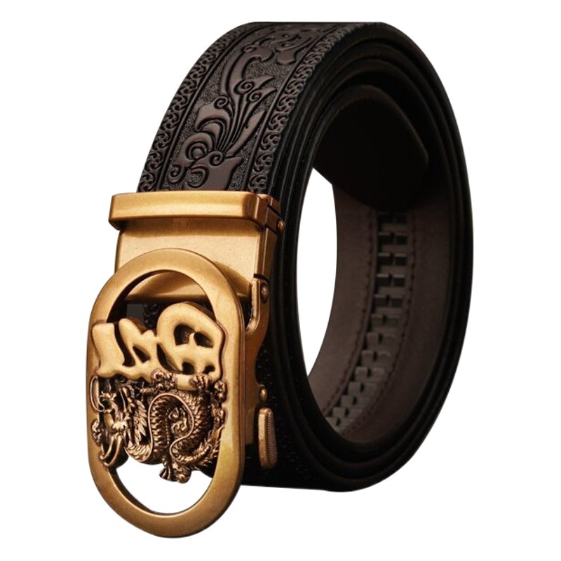 Cross-border supply retro men's first layer cowhide embossed leather belt fashion casual men's belt factory outlet