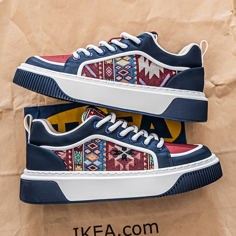 National Trendy Men's Shoes 2025 New Spring Casual Sports Low-top Flat Shoes Niche All-match Thick-soled Interior Heightening Trendy Shoes