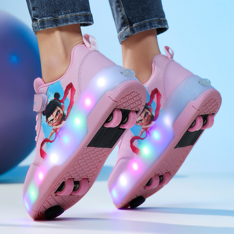 Picture of 2025 new cross-border children's luminous shoes pulley heloo shoes boys with brake wheels skates student sports