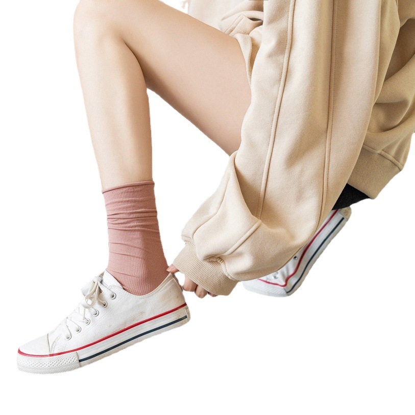 Factory Ice Ice Socks Candy-colored Stacked Socks Summer Cute Ultra-thin Women Ins Solid Color Women Ice Socks Fashionable Socks
