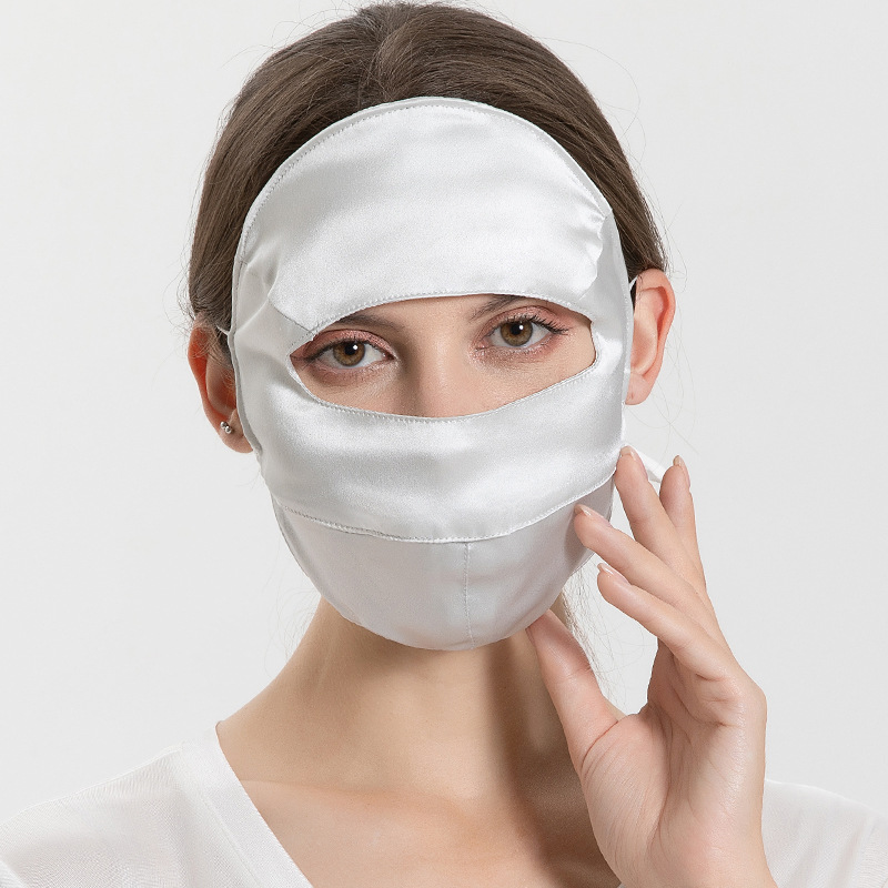 Picture of Silk sun mask sleep breathable full face cover summer UV mask mulberry silk oil smoke-proof veil for women