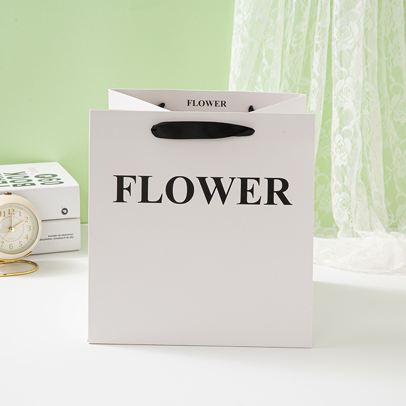 Internet Celebrant Square Tote Bag Flower Shop Small Fragrant Style Special Flower Gift Packaging Bag Small Square English Flowers