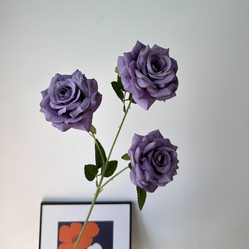 Picture of New 3-Head Diamond Rose Artificial Flower Wedding Hall Decorative Flower Artificial Flower Amazon Export Bouquet Rose Flower