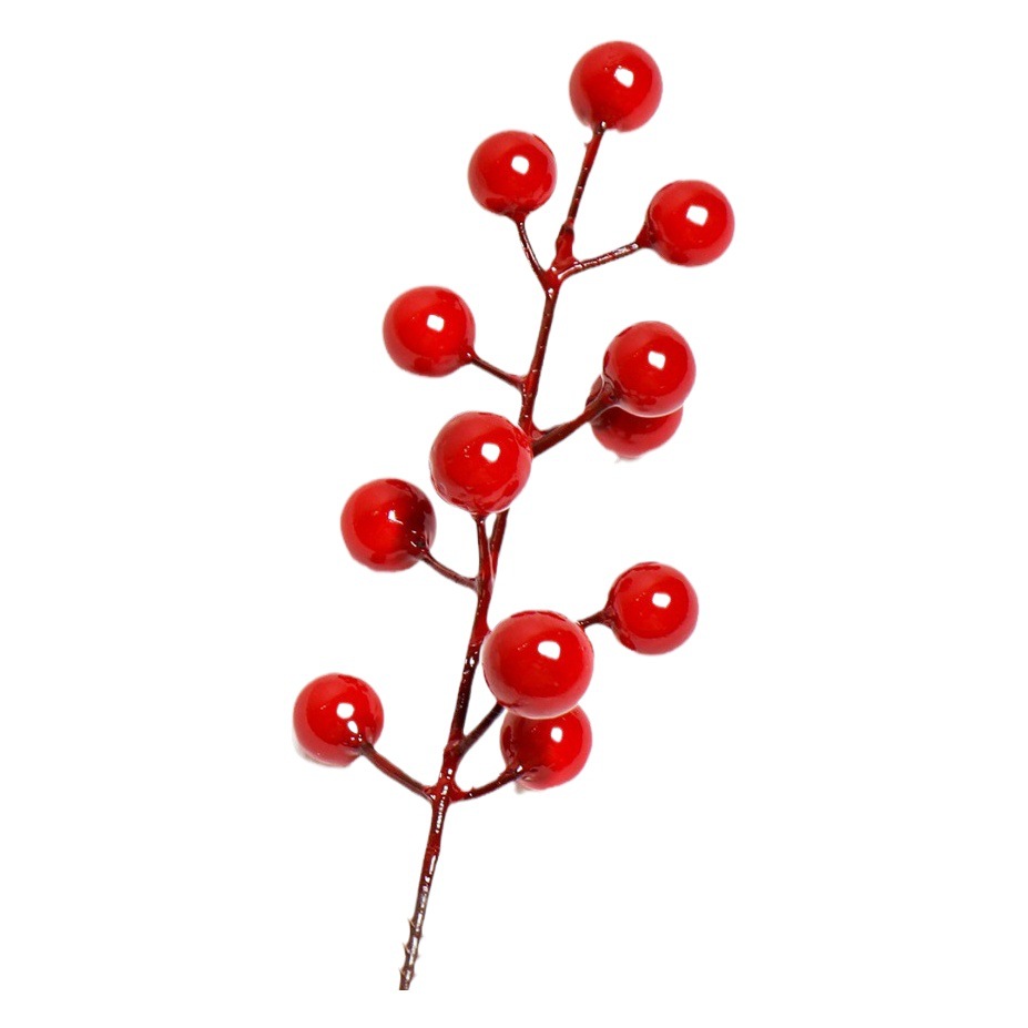Picture of Source Factory Simulation Red Berry 12 Head Fork Christmas Foam Red Fruit Fortune Fruit Wire Christmas Decoration Accessories