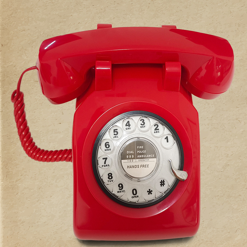 Picture of Telephone European Retro Style Home Antique Landline Old-Fashioned Telephone Office Antique American-Style Rotary Dial Telephone