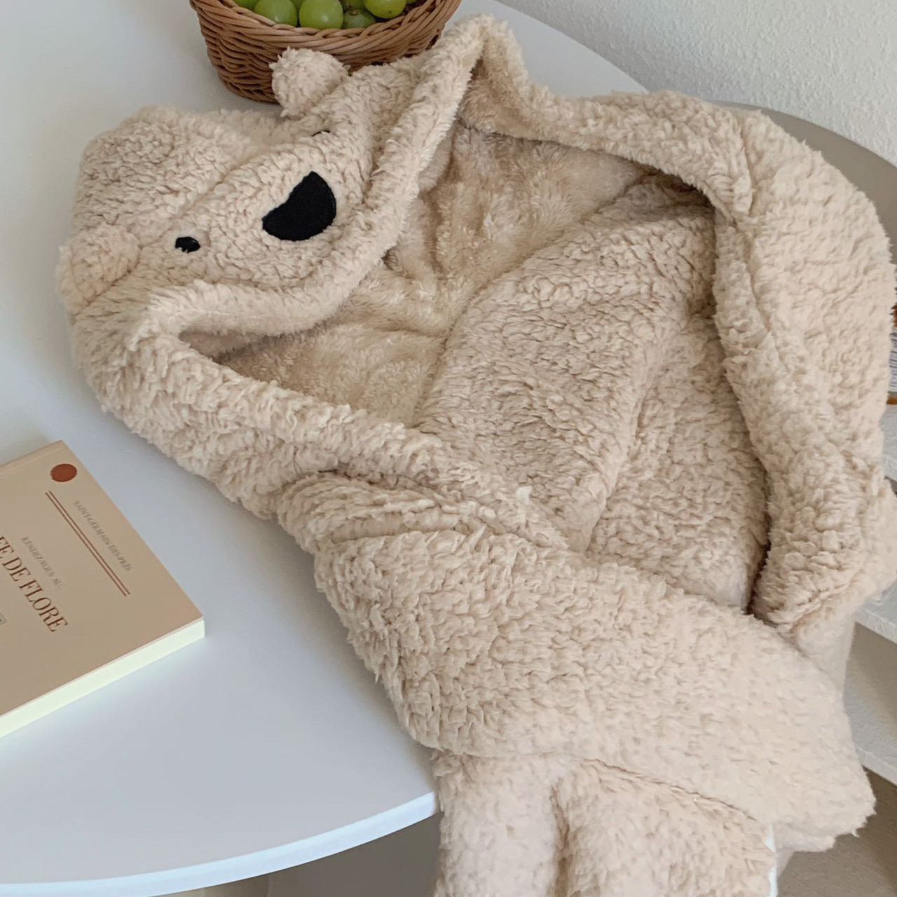 Picture of Ins Cartoon Bear Shawl Cape Winter Out Warm Thickened Cloak Student Office Lunch Break Blanket Women