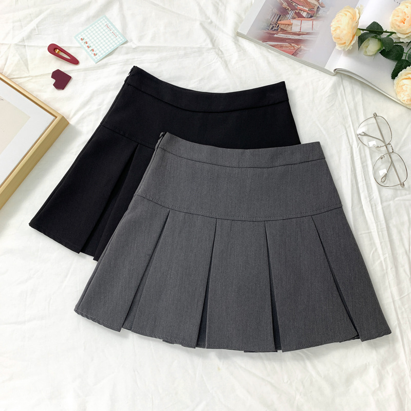 Real Shot Pleated Skirt Women's Spring Summer Autumn New Ins Super Hot Chic Short Skirt High Waist A- Line Umbrella Skirt Skirt