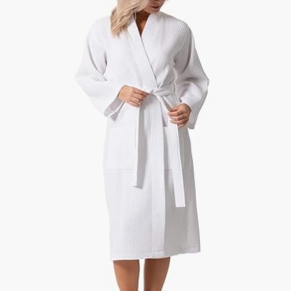 2024 Amazon Waffle Soft Knitted Lightweight Kimono Bathrobe Women's Soft