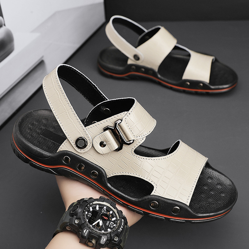 Men's plus size sandals Summer 2024 new men's versatile fashion buckle casual sandals convenient two-way sandals