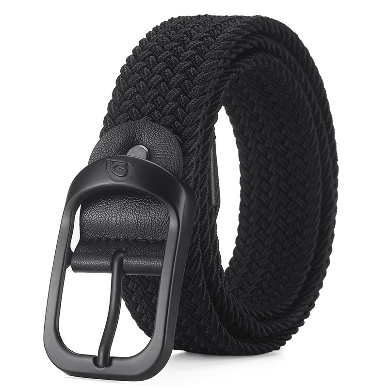 Picture of Korean-style Casual Couple Student Pin Buckle Belt Black Belt All-match Elastic Woven Punch-free Belt
