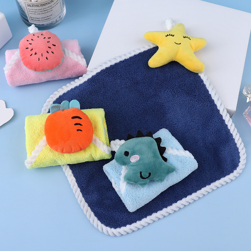 Picture of Hand towel cute hanging coral fleece household absorbent kitchen bathroom children cartoon hand towel factory wholesale
