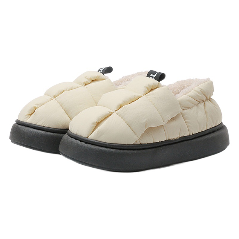 Tofu block thick-soled women's winter warm confinement shoes for home fleece-lined thick non-slip cotton-padded shoes for women