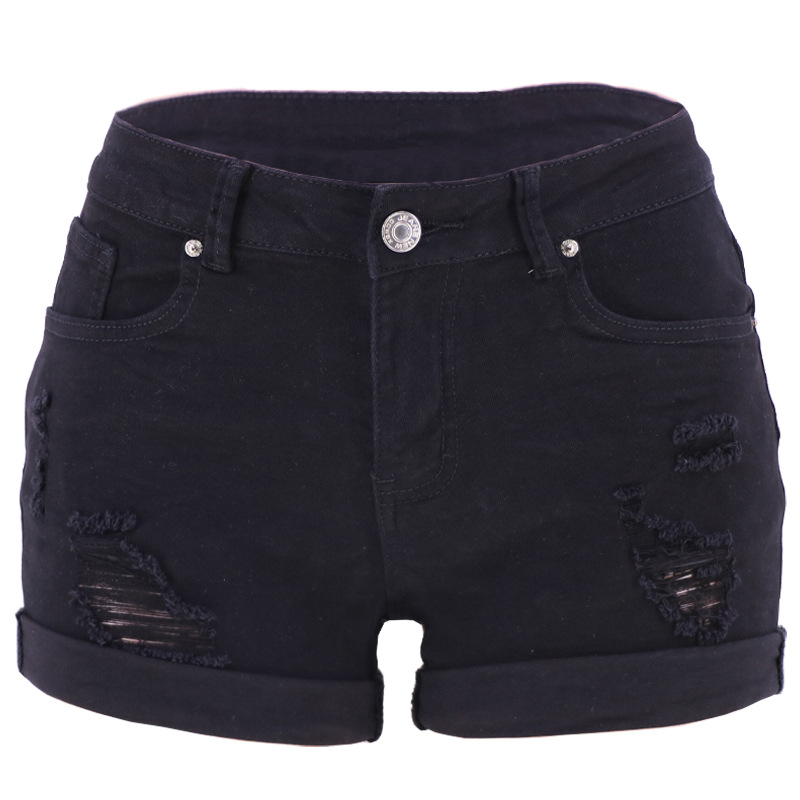 Picture of 2023 European and American Spring Cross-Border Spot Amazon Ripped Cuffed Denim Shorts Low-Waist Jeans for Women