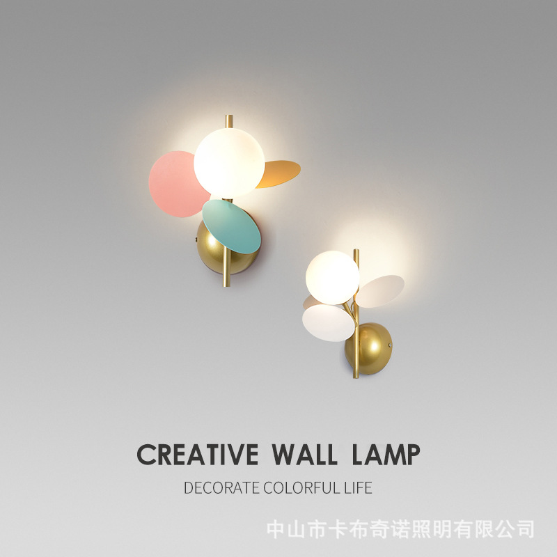Bedside Wall Lamp Macaron Nordic Minimalist Bedroom Aisle Children's Room Decoration Minimalist Room Home Internet Celebrity Lamps
