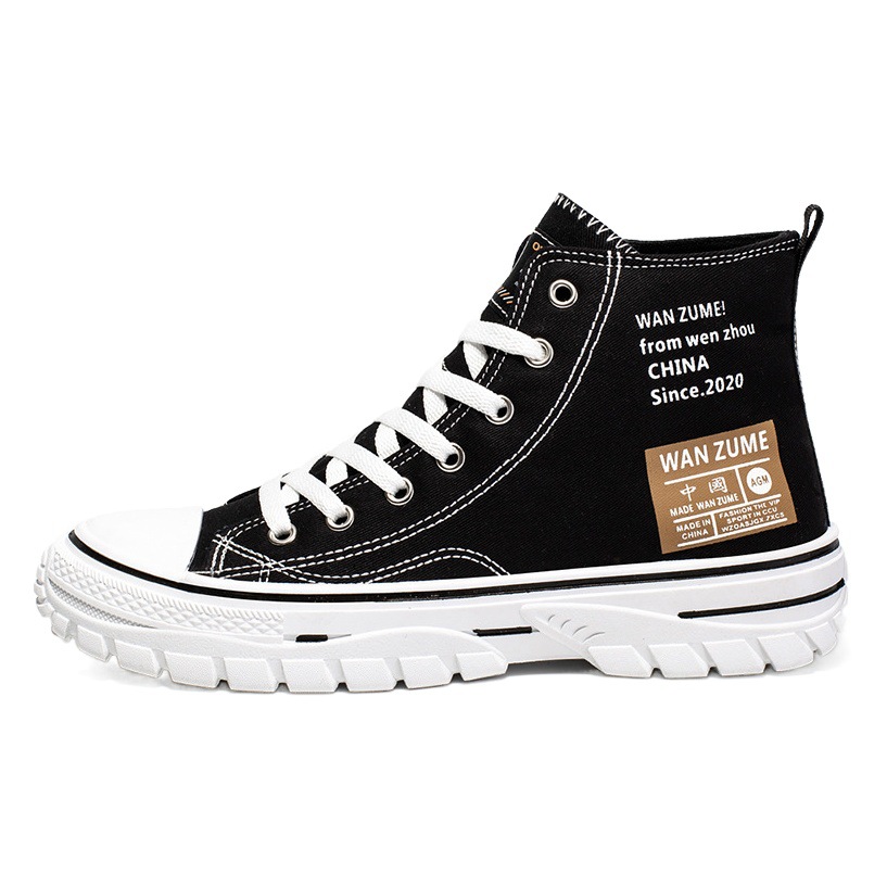 2025 New Autum Men's Shoes High-Top Canvas Shoes Men's Trendyy Casual Shoes Hong Kong Style Korean Fashion Sneakers for Men