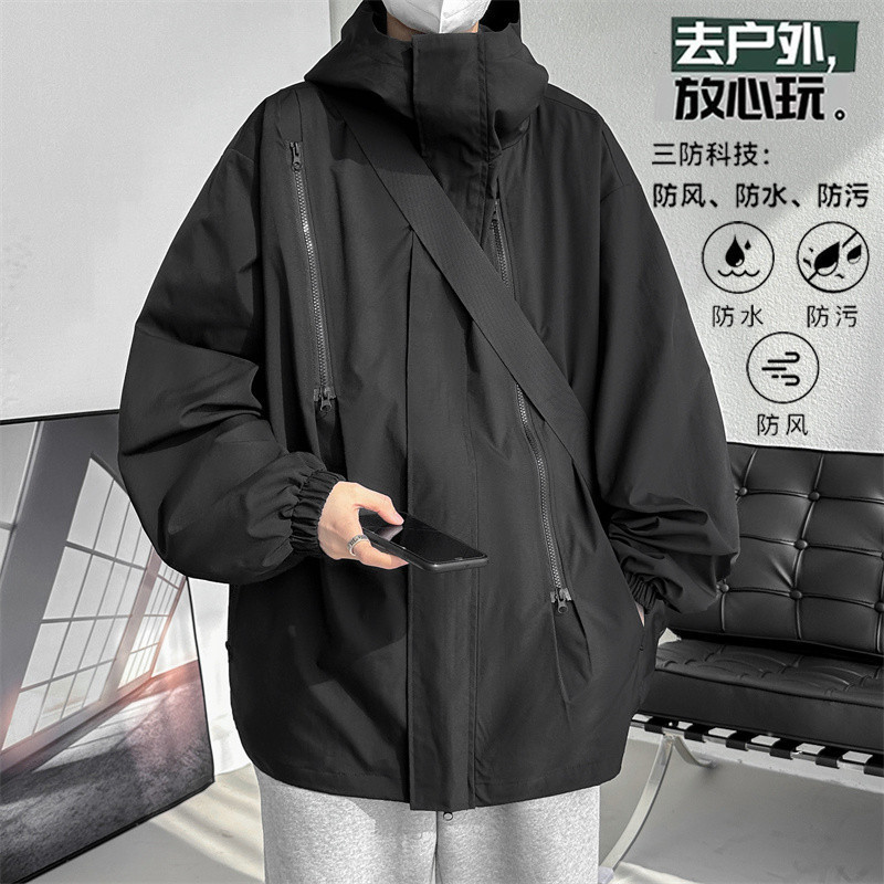 American-style Black Samurai Sangyan Jacket Men's Waterproof Outdoor Mountaineering Hiking Wugong Mountain Wear fleece-lined Thick Jacket