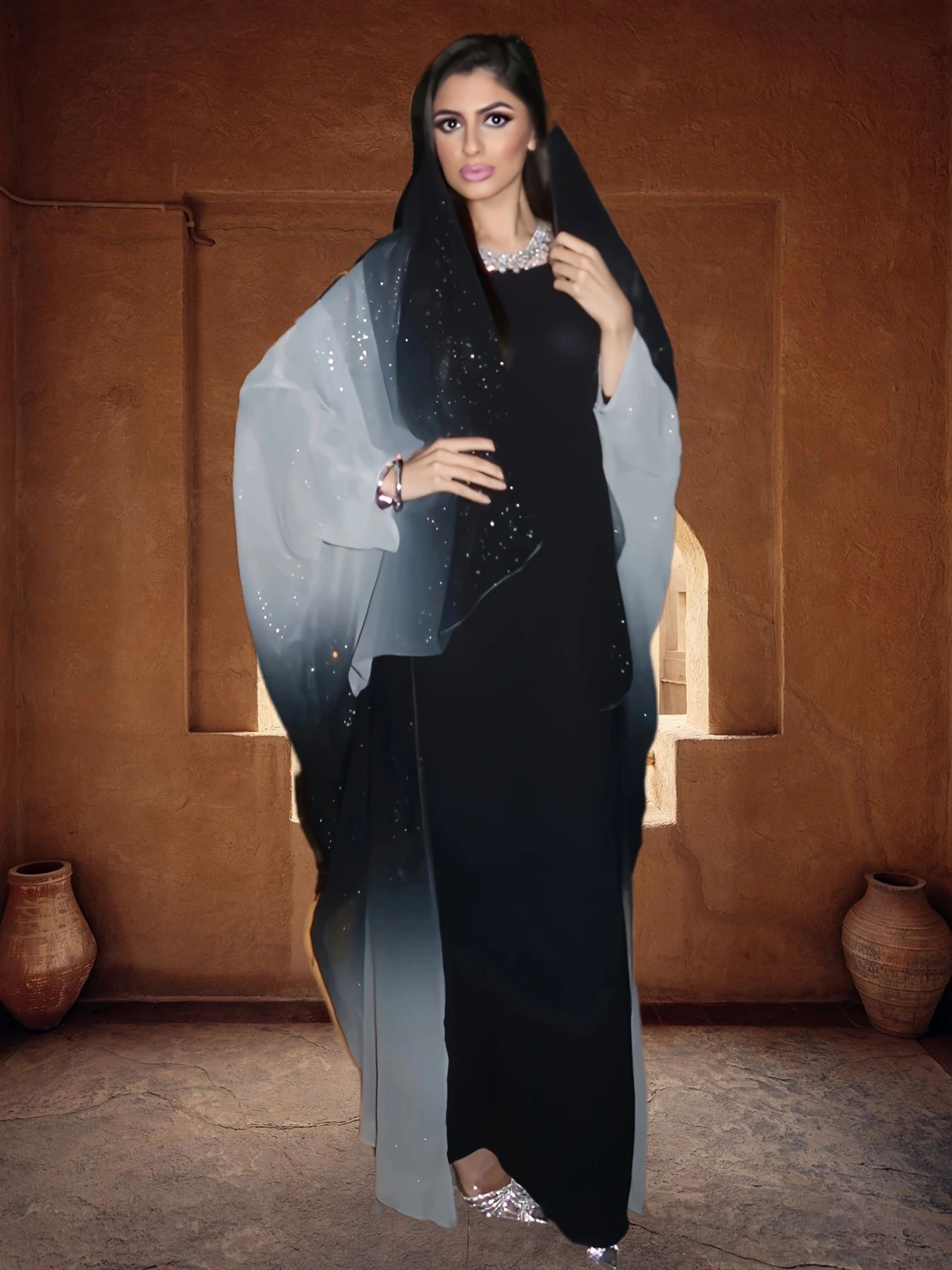 Picture of Cross-Border Middle Eastern Robe Women's Dubai Plus Size Cardigan Gradient Color Abaya Arabian Saudi Arabia
