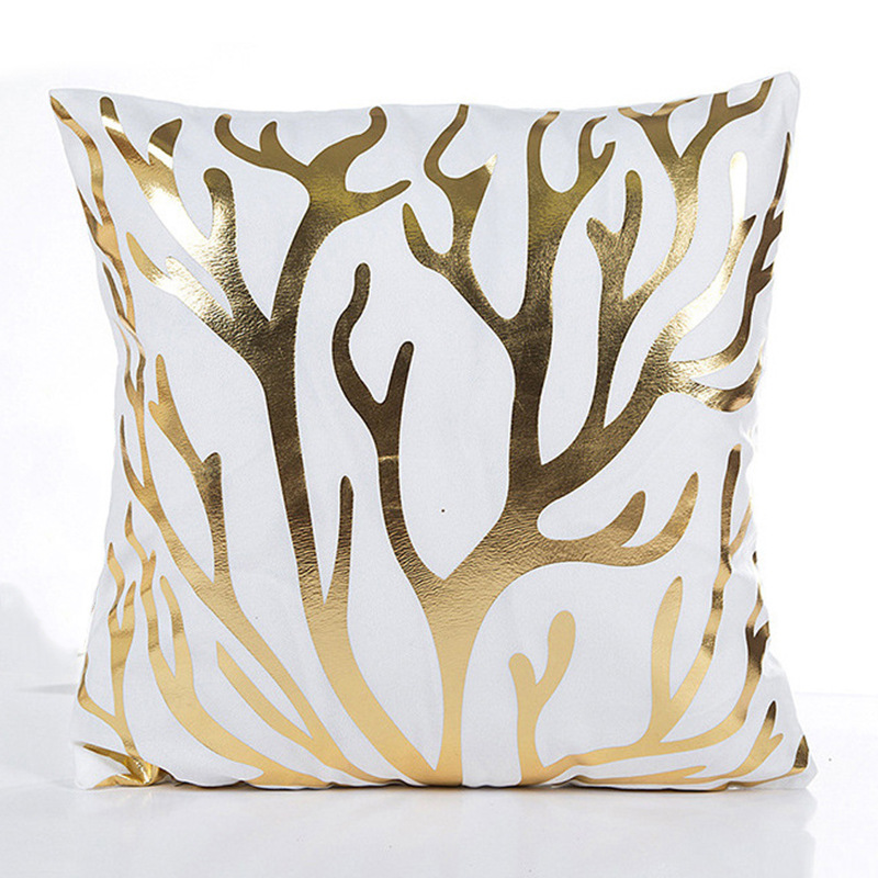 Picture of Cross-border Amazon New Geometric Bronzing Proverbs Super Soft Short Plush Pillow Bedroom Sofa Removable and Washable Cushion Cover