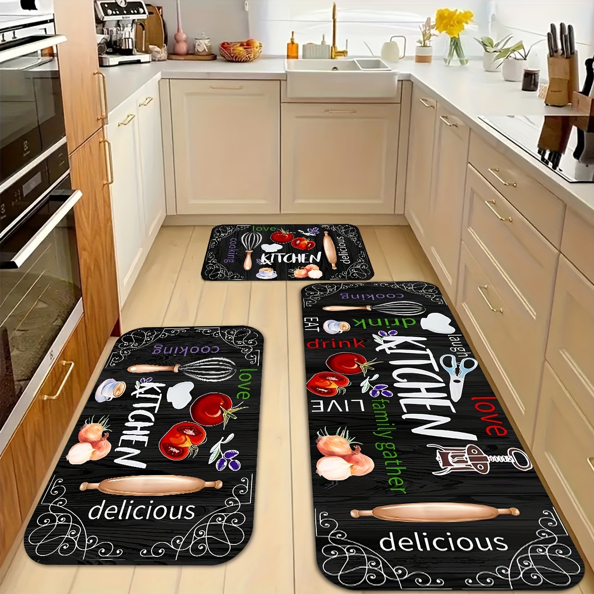 Cross-border TEMU Hot Sale Crystal Velvet Kitchen Combination Three-piece Set Non-slip Dirty Resistant Entrance Entrance Door Mat in stock