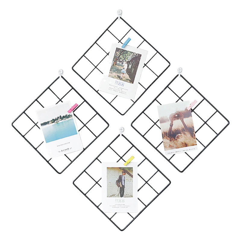 Bedroom Square Grids Photo Wall Iron Metal Mesh Wall Ins Girl's Room Dormitory Wall Decoration