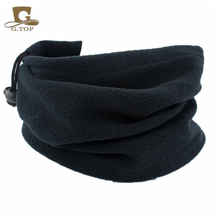 Picture of Winter men's and women's outdoor sports fleece scarf riding mask multi-functional drawstring polar fleece collar pullover cap