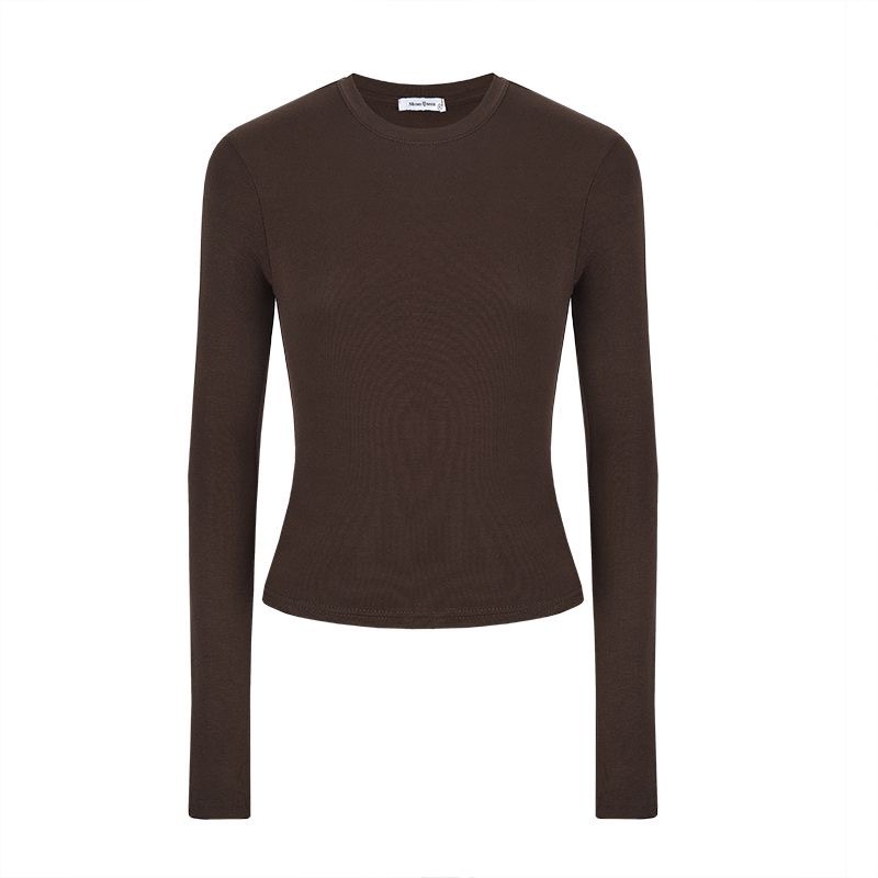 Picture of Autumn new solid color slimming long-sleeve T-shirt for women, versatile Korean style hot girl outfit, base layer top, women's trend