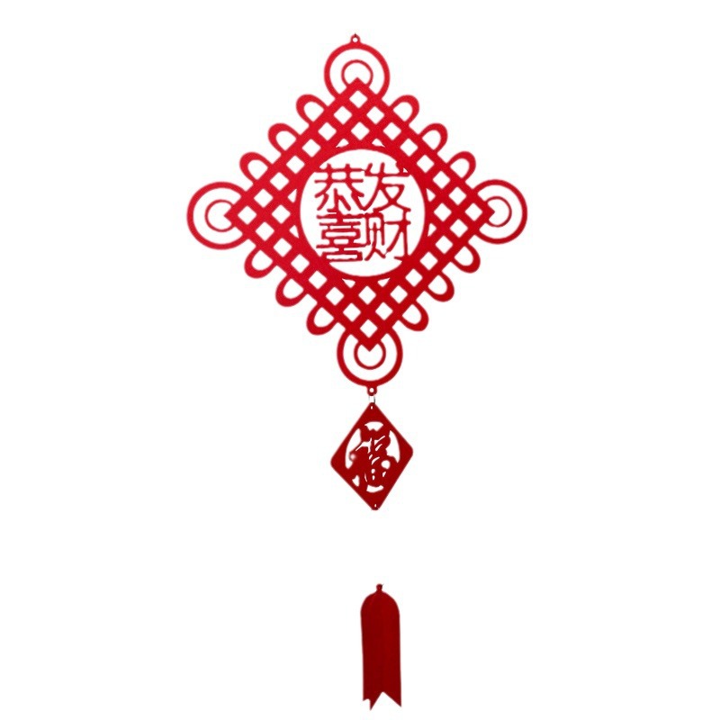 Picture of Creative Spring Festival three-dimensional felt Chinese knot pendant non-woven felt fu character Spring Festival festive decoration holiday ornaments