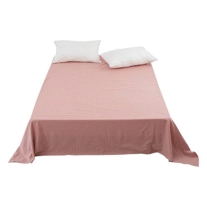 Washed Cotton Fitted Bed Sheets Pure Cotton Bed Pure Color Plaid Pure Cotton Single 1.5m Bed Double 1.8m Fitted Bed Sheets Yarn-Dyed Delivery