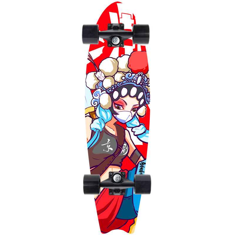Picture of 28 inch maple small fish Board children Brush Street road beginners four-wheel skateboard single rocker skateboard