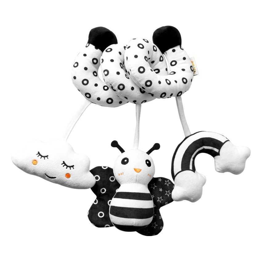 Popular Cartoon Animal Crib Wrapping Toy with Ringing Bell Black and White Bee Bed Wrapping Baby Toy Wrapping in Stock