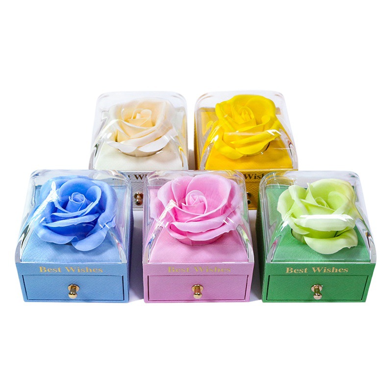 Creative New Macaron Color Jewelry Box Single Layer Soap Flower Ring Earrings Pendant Necklace Jewelry Box Wholesale