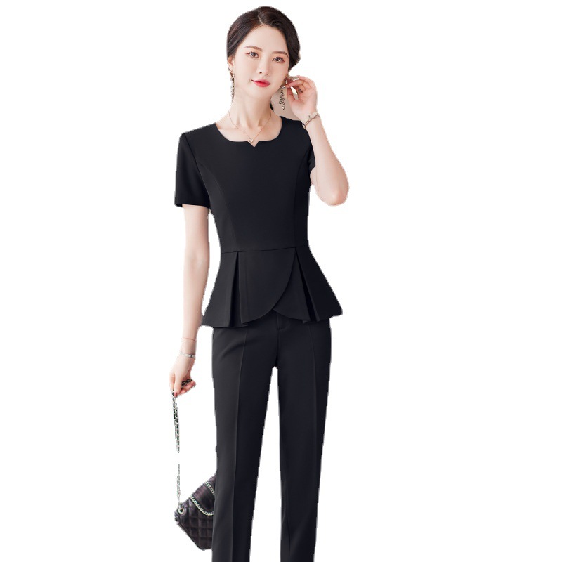 Picture of Professional Suit Women's Summer Short-sleeved Beauty Salon Front Desk Tooling Hotel Restaurant Attendant Stewardess Uniform Work Clothes