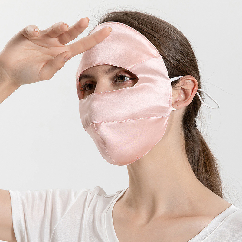 Picture of Silk sun mask sleep breathable full face cover summer UV mask mulberry silk oil smoke-proof veil for women