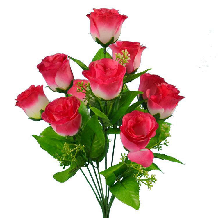 Picture of Photography Artificial Flower Manufacturer Wholesale Artificial Rose Artificial Flower Holiday Wedding Flower Arrangement 10 Peacock Rose Silk Bouquet
