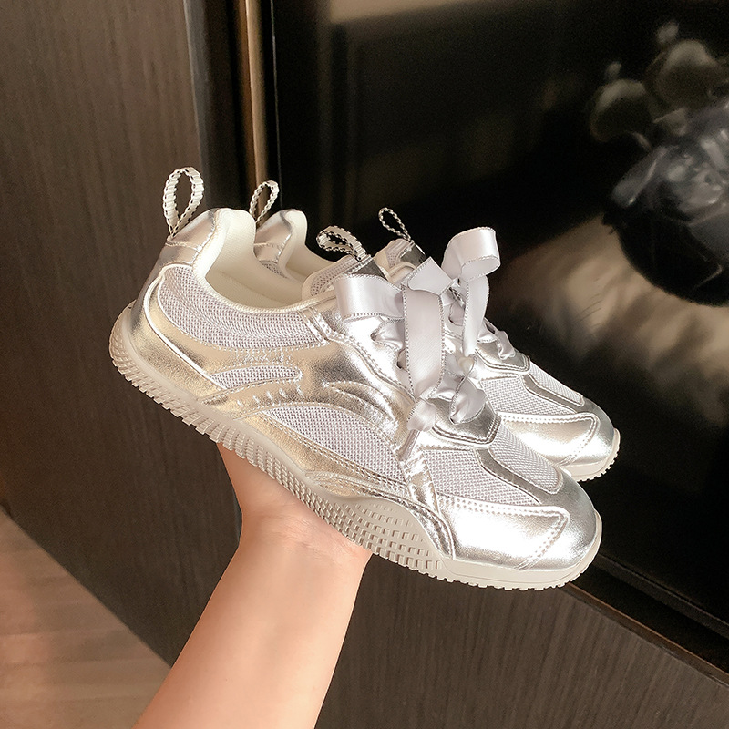Cowhide version Zhao Silu with mesh breathable ballet sports casual shoes women's moral training shoes thick-soled Forrest Gump shoes