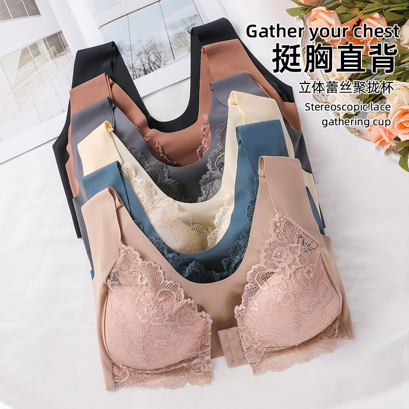 Picture of TEMU Explosions European and American Cross-border plus size Gather Front Buckle Bra Fixed Cup Lace Vest Bra Ladies