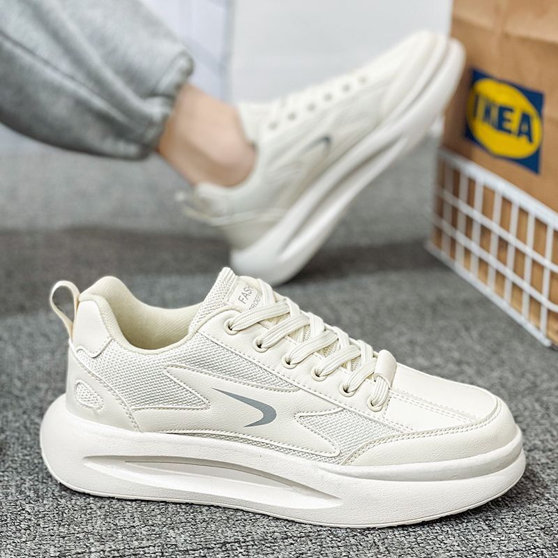 Summer men's shoes new breathable mesh shoes canvas shoes boys Korean style versatile white shoes thick bottom Sports Board shoes fashion shoes