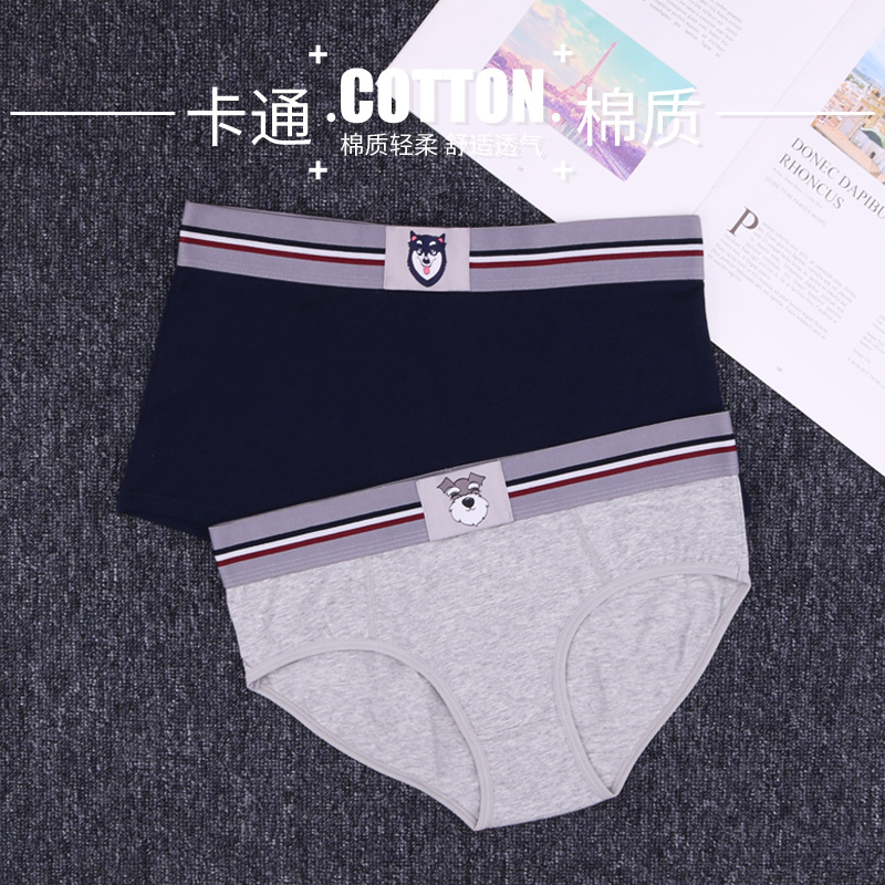 Women's Underwear Boxer Briefs Solid Color Cotton Underwear Japanese Cartoon Cute Wide Edge Unisex Style Youth