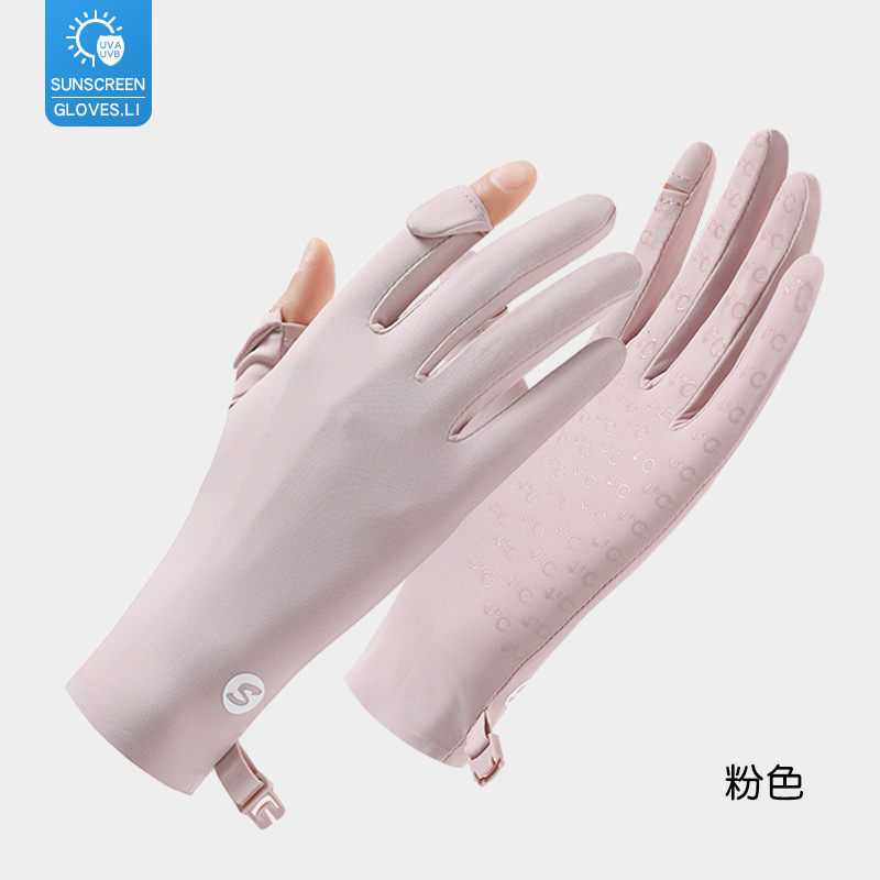 Picture of Sunscreen Gloves Women's Anti-UV Driving Finger Leaky Shade Breathable Cool Ice Silk Summer Thin Riding Full Finger