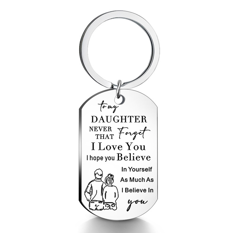 Picture of European and American jewelry stainless steel keychain necklace TO MY DAUGHTER as a gift from father TO DAUGHTER