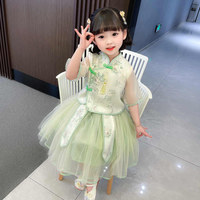 Picture of Yanchu little girl Chinese style super fairy fashion ethnic style Tang suit summer new Republic of China style fresh performance clothing