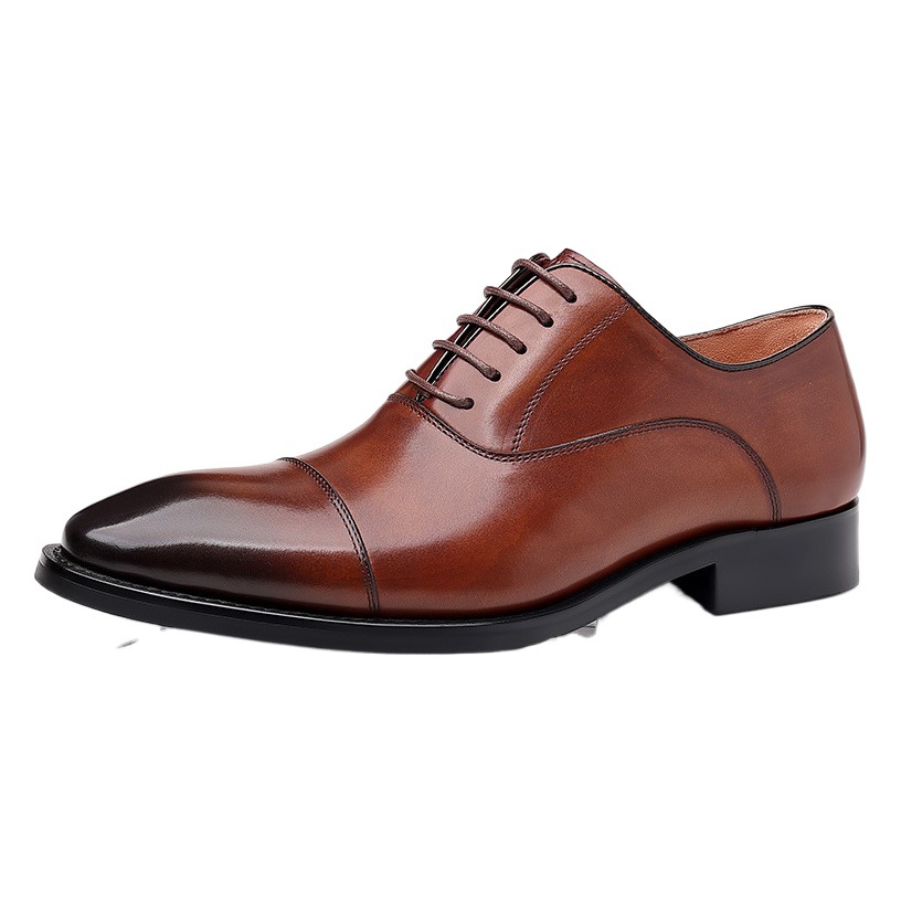 Autumn Three-Joint Leather Shoes Men's Genuine Leather Breathable Business Formal Men's Shoes First Layer Cowhide Wedding Shoes British Oxford Shoes