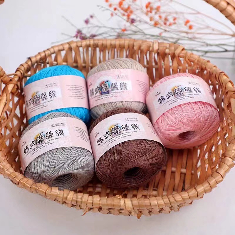 No. 8 Lace Thread DIY Knitting Mercerized Baby Fine Cotton Thread Crochet Yarn Hand-Knitted Fine-Spun Hat DIY Handmade