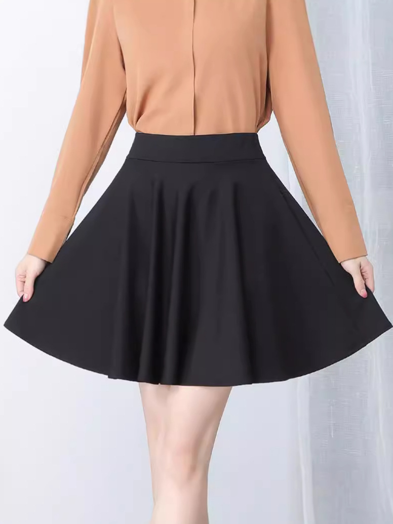 Women's Skirt Autumn New Arrival High Waist A- Line Puffy Skirt 2024 Spring Waist Pleated Skirt Black Umbrella Skirt Large Swing Skirt