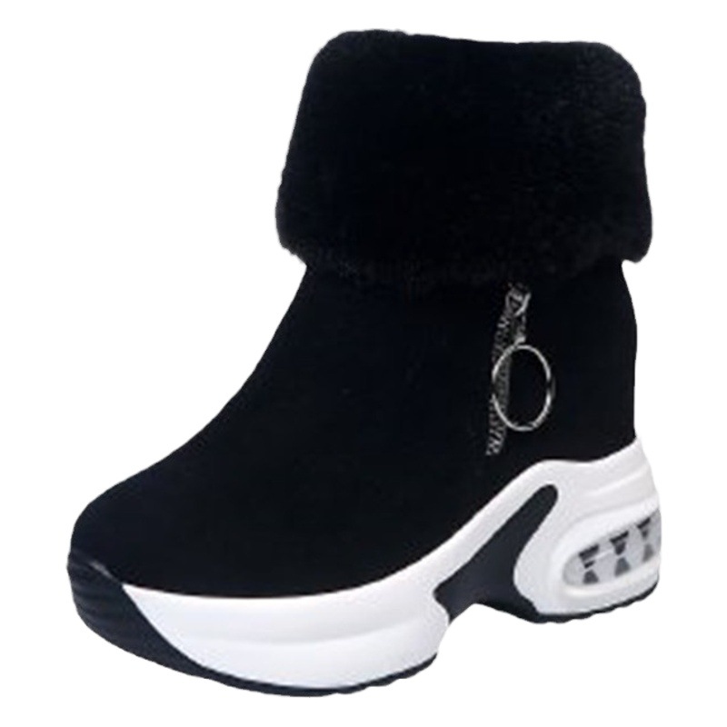 Snow boots for women 2023 Winter new Korean style suede short fleece-lined warm hidden height increasing cotton boots for women one-piece delivery