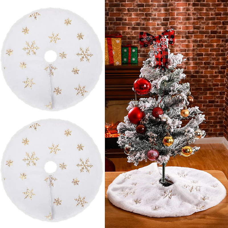 Foreign trade new 38cm hot snowflake Christmas tree skirt Christmas home decoration embroidered tree skirt