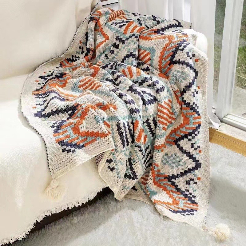 Picture of Navajo Daylight Blanket Export Knitted Bohemian Sofa Cover Blanket Office Air Conditioning Nap Blanket