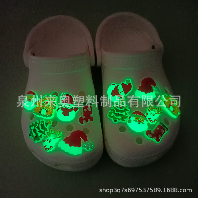 Picture of New Hot Selling Fluorescent Christmas Hole Shoe Accessories Ready-Made Cartoon Luminous Bag Bracelet Decoration Pvc Shoe Flower