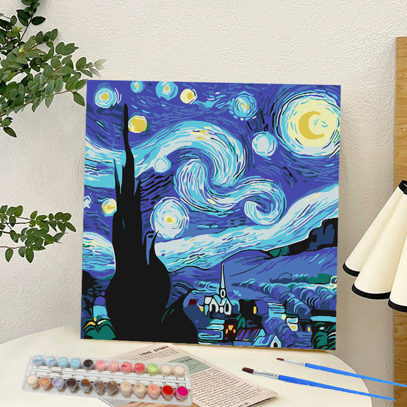 Picture of Digital oil painting landscape Dafen village hand-painted mathematical oil painting coloring painting oil painting flowers flower oil painting wholesale